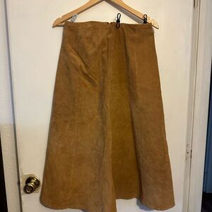 100% Leather Tan A-Line Suede Skirt